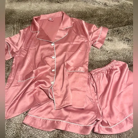 Pink Satin Pajama Set - NWOT - Picture 5 of 5
